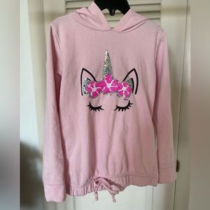 Girls flip sequin pink unicorn hoodie, size 6